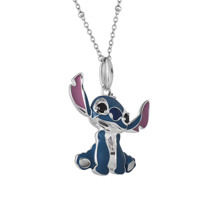 Lilo and Stitch Stud Earring and Pendant Necklaces Set in Sterling Silver