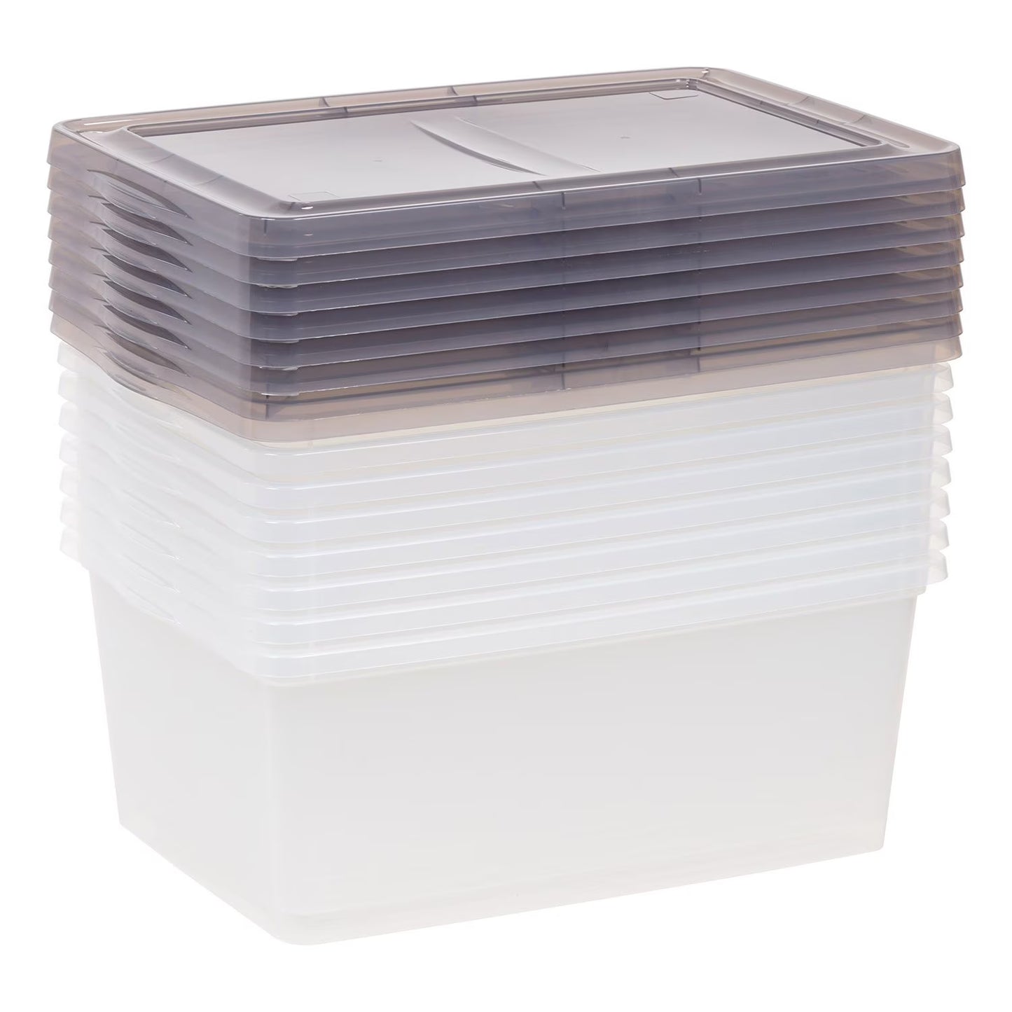 Plastic Storage Box with Gray Lid, 8 Piece Set