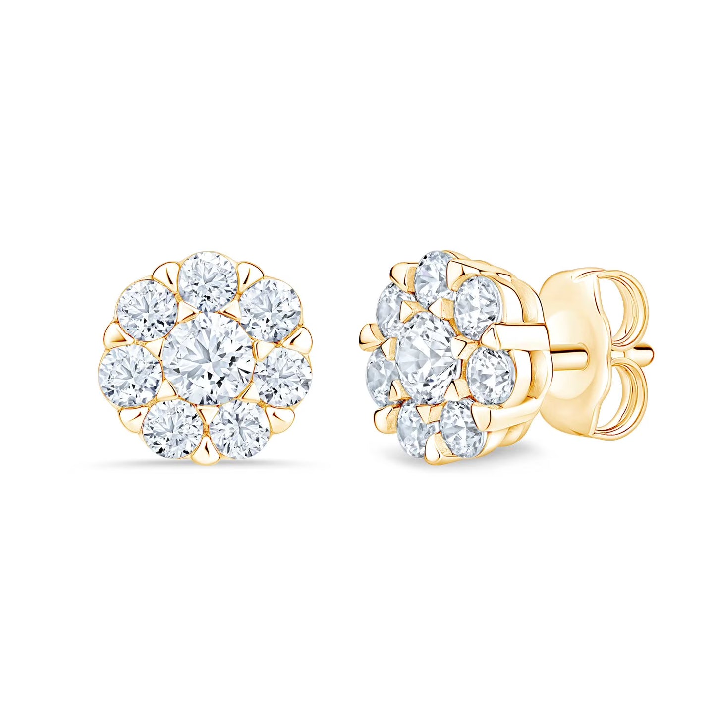 Lab Created Diamond Flower Earrings in 14K Gold, 1.00 C.T.T.W.