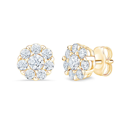 Lab Created Diamond Flower Earrings in 14K Gold, 1.00 C.T.T.W.