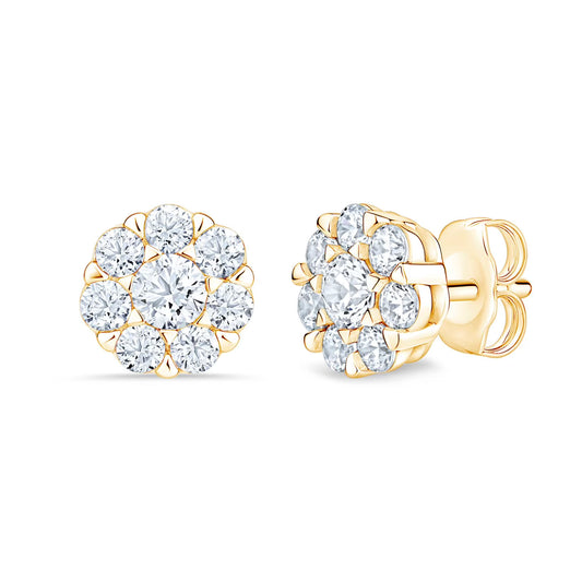 Lab Created Diamond Flower Earrings in 14K Gold, 1.00 C.T.T.W.