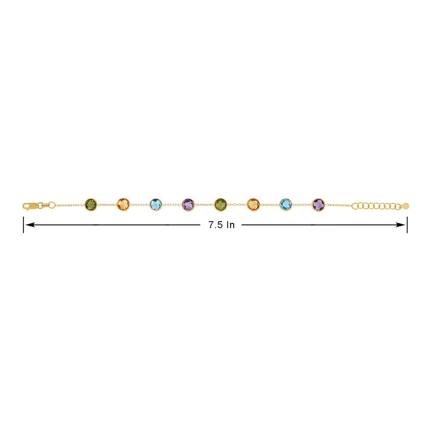 Multi-Gemstone Station Bracelet in 14K Gold