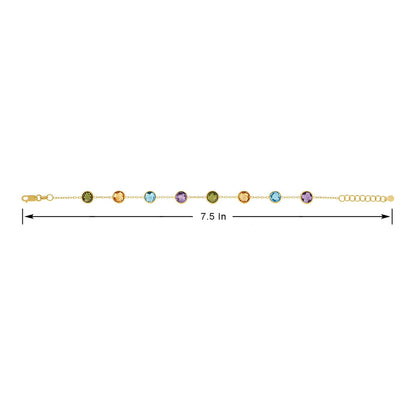 Multi-Gemstone Station Bracelet in 14K Gold