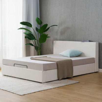 ZINUS Night Therapy Boucle Platform Bed Frame With Lifting Storage