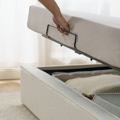 ZINUS Night Therapy Boucle Platform Bed Frame With Lifting Storage