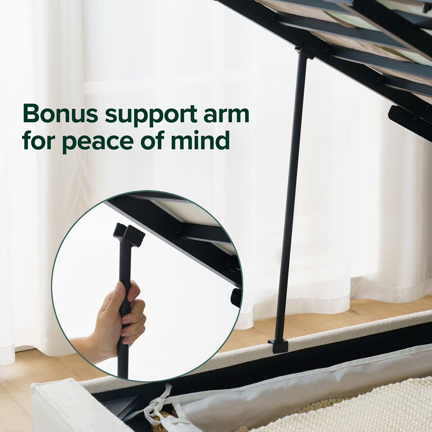 ZINUS Night Therapy Boucle Platform Bed Frame With Lifting Storage