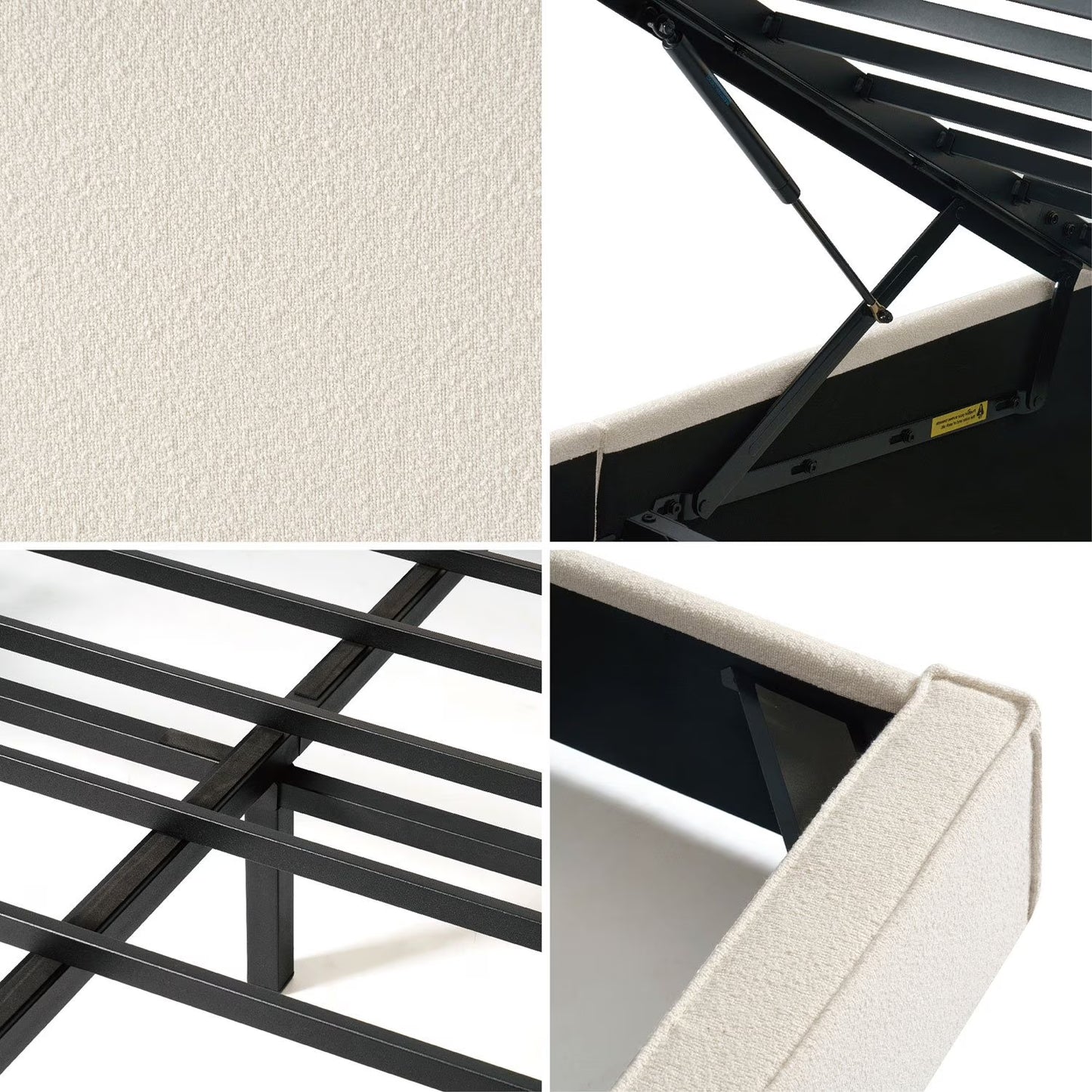 ZINUS Night Therapy Boucle Platform Bed Frame With Lifting Storage