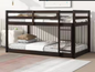 Brown Twin over Twin Size Bunk Bed with Ladder and Strengthened Slats