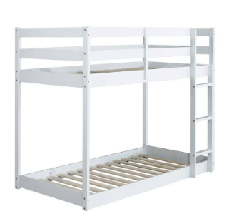 Brown Twin over Twin Size Bunk Bed with Ladder and Strengthened Slats