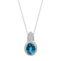 Treated London Blue Topaz & Halo Diamond Pendant Necklace in 14K Gold