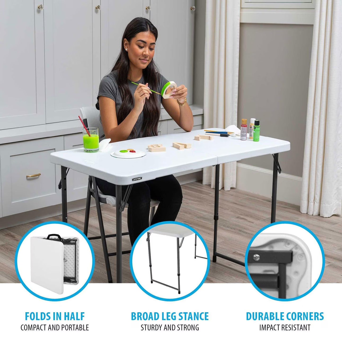 4' Commercial Grade Adjustable Fold-in-Half Table