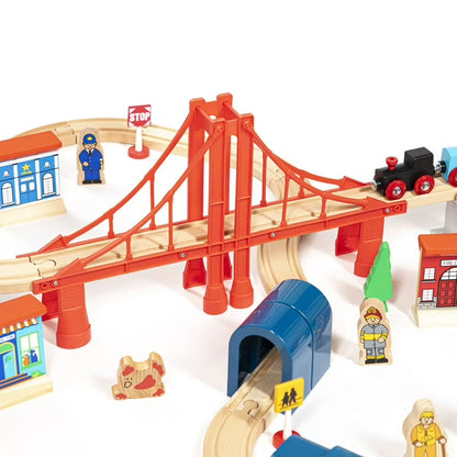 60 Piece Wooden Train Set