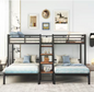 Bed with Shelves and Staircase -  Black Twin over Twin and Twin Bunk