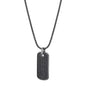 Men's Black Spinel Dog Tag Pendant Chain Necklace in Sterling Silver