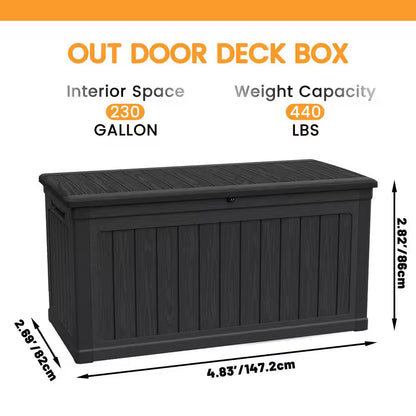 230 Gal. Outdoor Deck Box-Waterproof Resin Storage