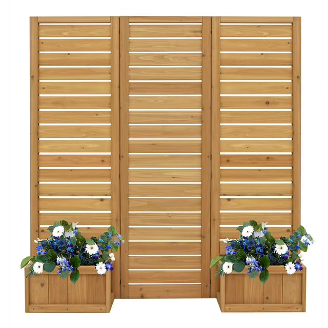 Yardistry Fusion 3-Panel Cedar Planter Screen, Natural Brown