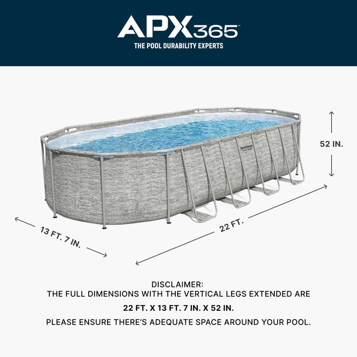 Bestway Power Steel 22’L x 12’W x 52’’H Above Ground Pool Set