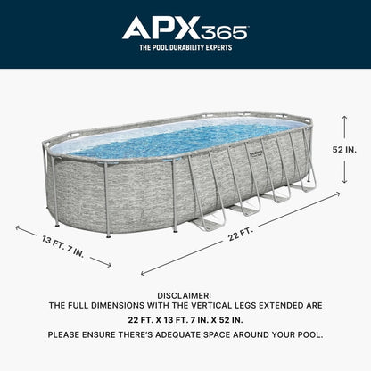 Bestway Power Steel 22’L x 12’W x 52’’H Above Ground Pool Set
