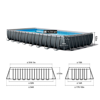 Intex Ultra XTR Rectangular Pool Set, L 32' x W 16' x H 52"