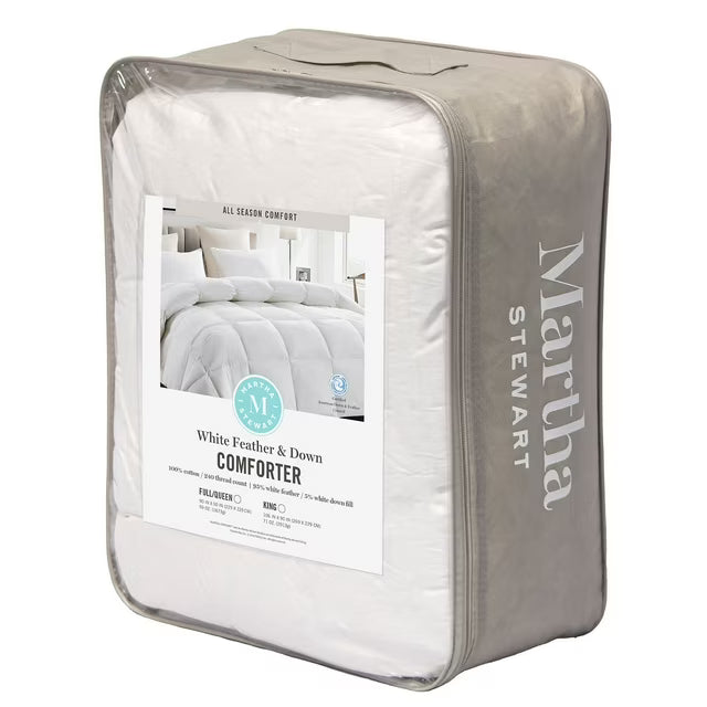 100% Cotton White Feather and Down Comforter