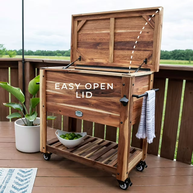 100-Qt. Acacia Patio Cooler with Prep Area