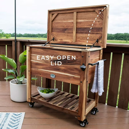 100-Qt. Acacia Patio Cooler with Prep Area