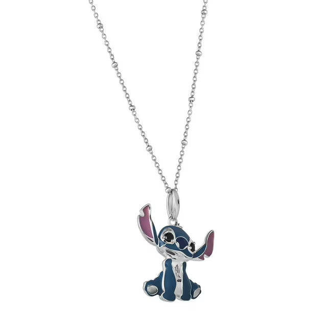 Lilo and Stitch Stud Earring and Pendant Necklaces Set in Sterling Silver