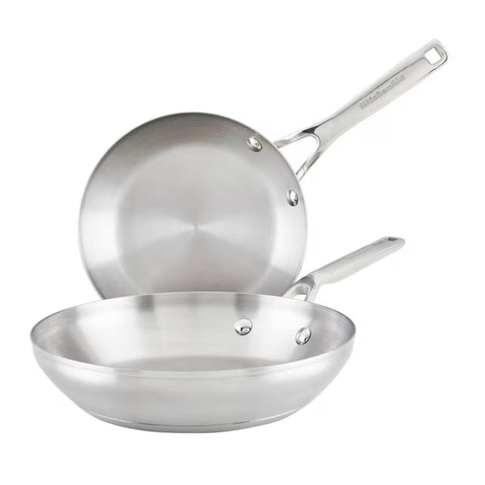 3-Ply Base Stainless Steel Cookware Induction 2-Piece Fry Pans Set