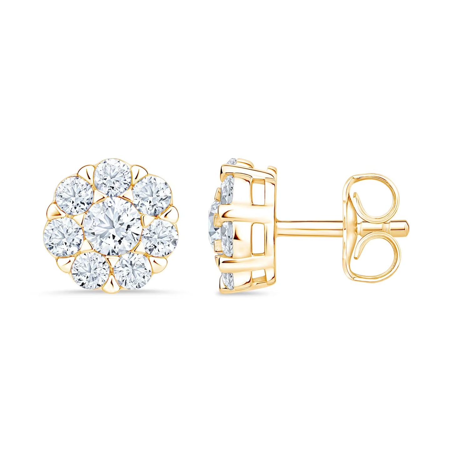Lab Created Diamond Flower Earrings in 14K Gold, 1.00 C.T.T.W.