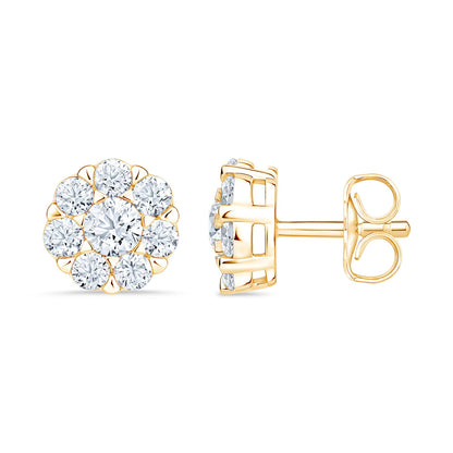 Lab Created Diamond Flower Earrings in 14K Gold, 1.00 C.T.T.W.