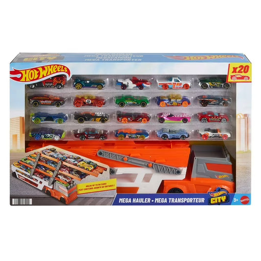 Mega Hauler Truck Playset with 20 Die-Cast Cars and Storage
