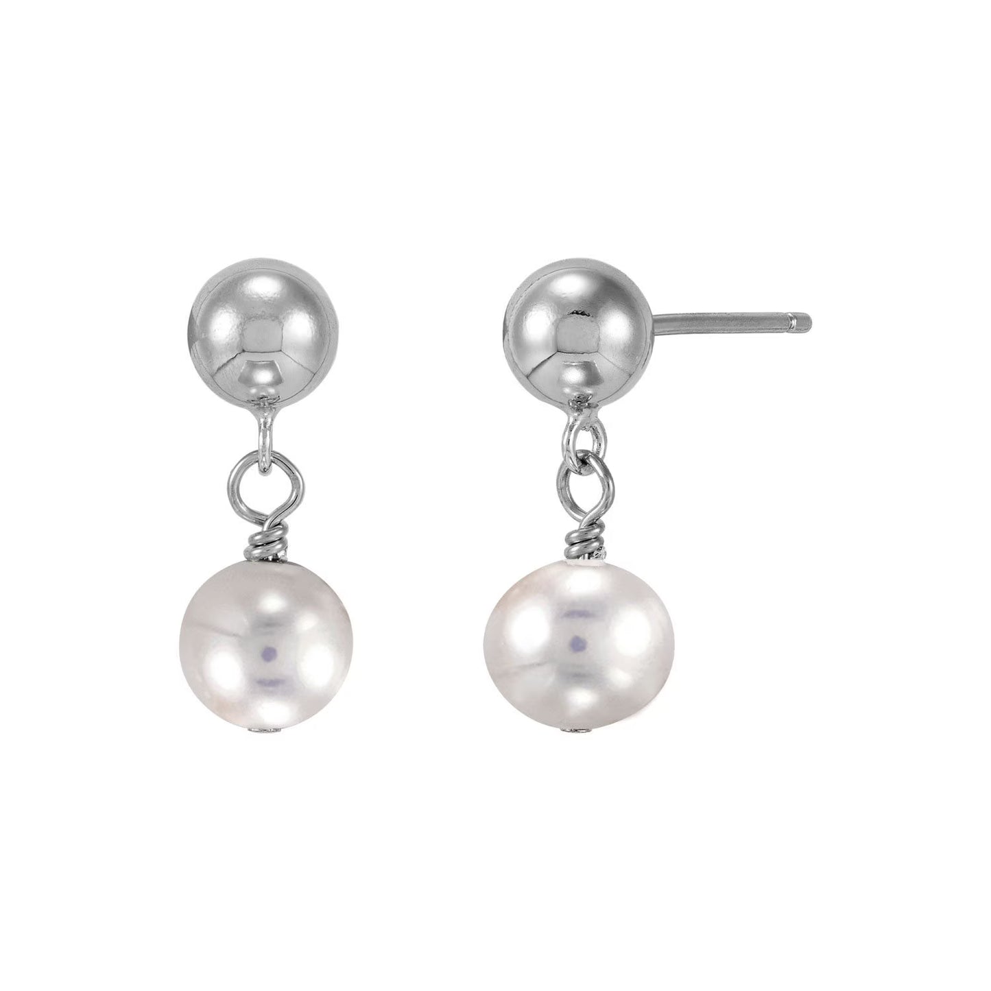 Freshwater Cultured Pearl and Silver Bead 3 Piece Set in Sterling Silver