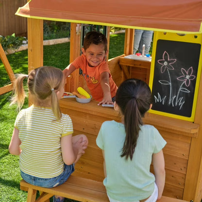 Overland Heights Wooden Swing Set with Monkey Bars