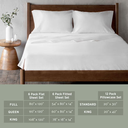 Hospitality Bulk Flat Bed Sheets, 6-Pack, White