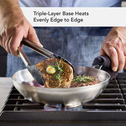 3-Ply Base Stainless Steel Cookware Induction 2-Piece Fry Pans Set