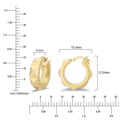 Neuhardt Pyramid Hoop Earrings in 18K Gold Vermeil