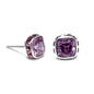 Square Cut Purple Crystal Stud Earrings