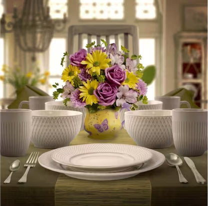 16-Piece Contemporary White Stoneware Dinnerware Set