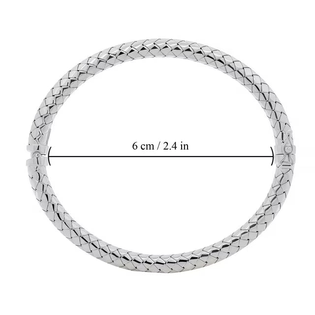 Italian Diamond Cut Hinged Snake Bangle in Sterling Silver