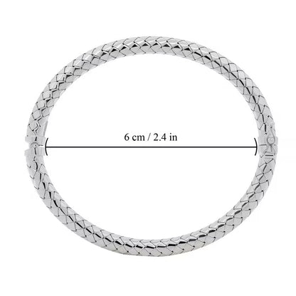 Italian Diamond Cut Hinged Snake Bangle in Sterling Silver