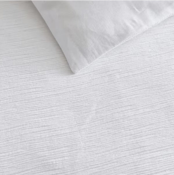 3-Piece White Cotton Queen Duvet Cover Set