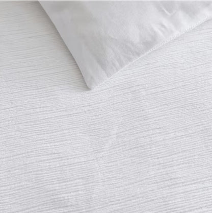 3-Piece White Cotton Queen Duvet Cover Set