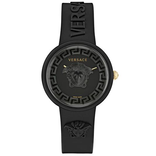 Medusa Pop Swiss Quartz Black Silicone Watch, 39mm