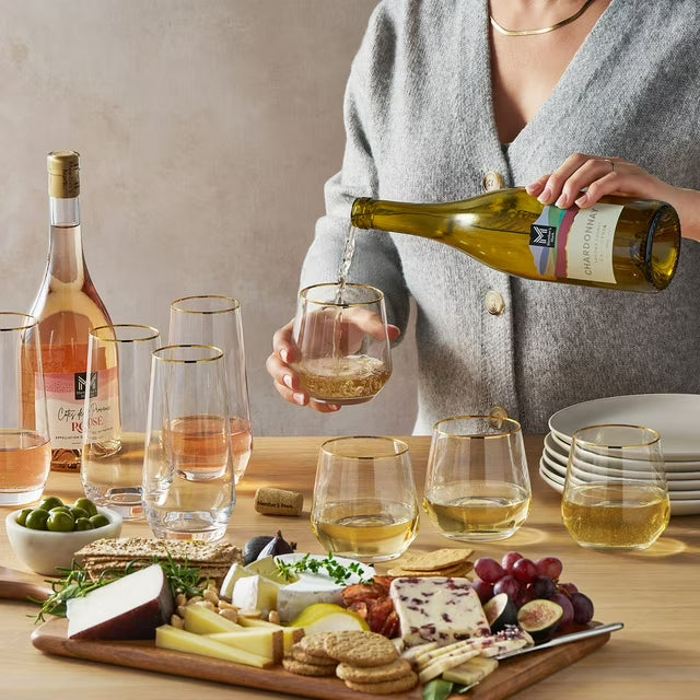 12-Piece Modern Gold Rim Crystal Drinkware Set