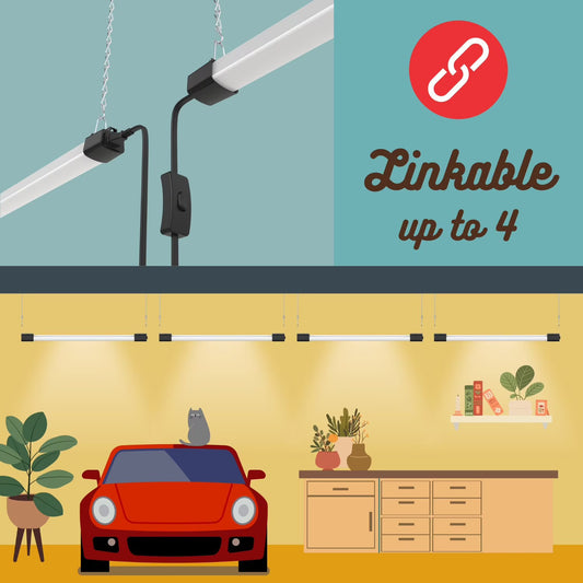 LED Shop Light 4FT. 40W Compact Slim Inline Switch