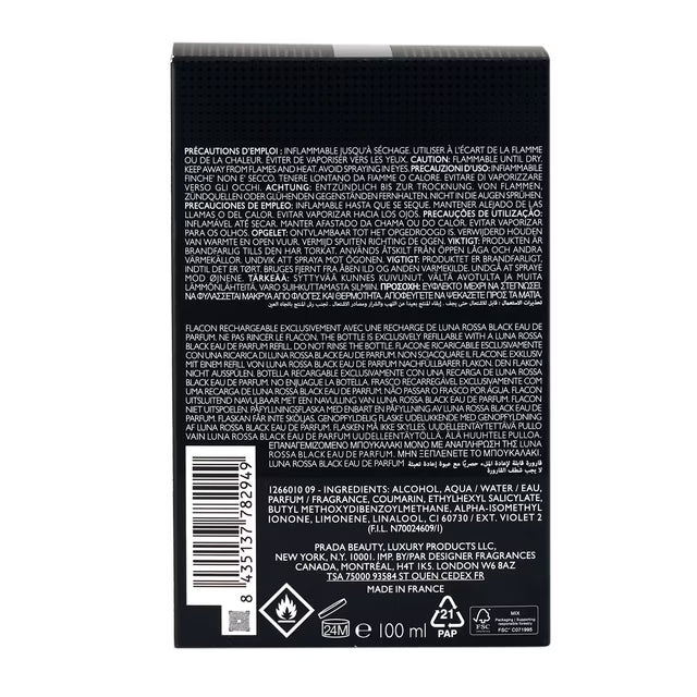 Prada Luna Rossa Black Eau De Parfum Spray 3.4 fl oz