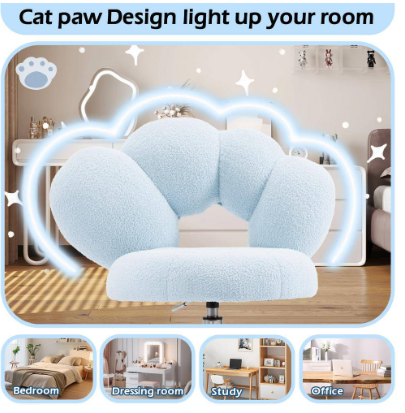 Teddy Velvet Blue Cushions - Metal Swivel Vanity Chair