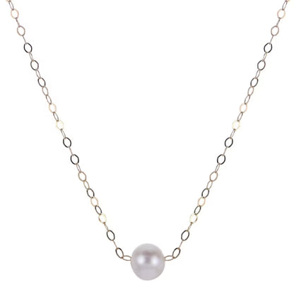 15" 5-5.5mm Cultured Freshwater Pearl Solitaire Necklace in 14K Gold