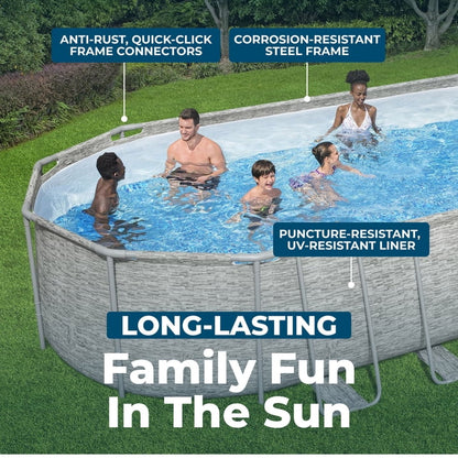 Bestway Power Steel 22’L x 12’W x 52’’H Above Ground Pool Set