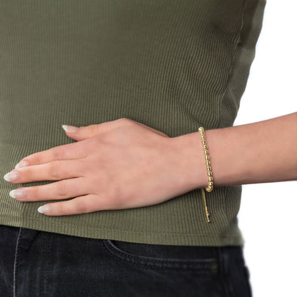 Diamond Cut Bead Bolo Bracelet in 14K Gold